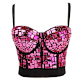 Miniatyrbild 1 av 5: Jumping Slim Camisling Laser Sequent Väst Musikfestival Damkläder Damkläder Exy Shine Bustier Crop Top, Bustier Crop Top rose Red 40C