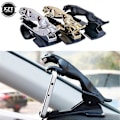 Miniatyrbild 3 av 3: Cool Jaguar Cheetah Hud Biltelefonhållare Leopard Mobiltelefon GPS-stativ 360 Graders Fäste Justerbar Klämhållare Tillbehör Silver
