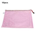 Miniatyrbilde 2 av 4: 10 stk. Mesh Glidelåspose A4 Filmappe PVC Transparent Informasjonspakke Dokumentorganisator Lys Rosa