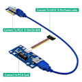 Miniatyrbild 5 av 5: 2 i 1 PCI Express PCI-E 1X till 1X/4x/8x/16x Riser-kort med automatisk missfärgnings-LED-lampa