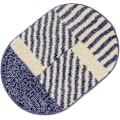 Miniatyrbild 1 av 2: Tflycq Mjuka fluffiga ovala badrumsmattor i mikrofiber, halkfria, stark vattenabsorption, badmatta (blå och vita ränder, 46x66 cm)