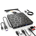Miniatyrbild 4 av 5: Extern DVD RW-enhet USB 3.0 Typ C 7-i-1 Gränssnitt Slim DVD CD-brännare Läsare Spelare Optisk Enhet för Laptop PC
