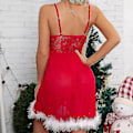 Miniatyrbild 4 av 4: Dam Jul V-ringad Underkläder Röd Tomte Babydoll Chemise Klänningsset Nattkläder M