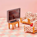 Miniatyrbilde 4 av 5: 2 stk. 1:12 Miniatyr TV Fjernsyn med Fjernkontroll Møbeldekorasjonstilbehør