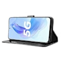 Miniatyrbilde 3 av 5: Wallet Flip Cover-deksel for Honor 90 Lite 5G / X50i 5G PU-lær Diamanttekstur Stativ Støtsikker Black