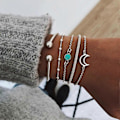 Miniatyrbild 5 av 5: 5 st/set Damarmband Set Multi Shapes Moon Chain Alloy Lady Armband Set för gåva