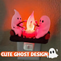 Miniatyrbillede 5 af 5: Ghost Campfire Flakkende Natlampe Flamme Halloween Natlys 3D LED Lille Falsk Bål Natlampe Indretning EU Stik