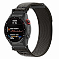 Miniatyrbillede 2 af 5: Til Coros Vertix 2 / Garmin Fenix 7X / 6X / 5X 26mm Trail Loop Nylonbånd Blød Urrem - R Black  Black Black