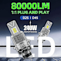 Miniatyrbilde 2 av 4: D4s D4r D2r D2s LED-frontlyspærer 6000k Hvit Konverteringssett Plug and Play Xenon HID Lys Erstatning Canbus Feilfri BNW D2s