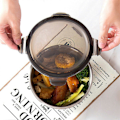 Pikkukuva 4 / 5: 304 Ruostumaton teräs pyöreä lounasrasia kannella Jääkaappi Tuore ruoka Bento-rasia Lounaskulho, 2200ML