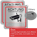 Miniatyrbild 5 av 5: Videoövervakningsskylt, Videoövervakning Privat Egendom, 15 X 15 cm Metall Varningsskylt Videoövervakning 4-pack