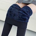 Miniatyrbillede 1 af 3: Varme tights til kvinder, vinterstrømper til strømpebukser, fleece i plus size, varme termiske termo-wrap sorte forede leggings tyk cashmere Navy Blue