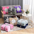 Miniatyrbillede 2 af 5: Flannel Fleece Kastetæppe til Sofa Blødt Tæppe Ensfarvet Sengetæppe Plys Betræk til Seng Gave, C