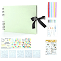 Miniatyrbillede 3 af 5: Fotoalbum 80 Sorte Sider Memory Books A4 Kraftpapir DIY Scrapbooking Billede Fødselsdag Børnegaver, Lysegrøn