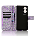 Miniatyrbillede 4 af 5: Til TCL 505 T509K T5094 Etui Diamanttekstur PU Læder Kort Slots Stativ Telefon Cover Purple