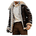 Miniatyrbilde 2 av 3: Stilig kamelfarget flyverjakke i skinn for menn, smal passform, shearling aviator bomberjakke 4XL