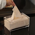 Miniatyrbild 5 av 5: Vattentät Tissue Box Transparent Synlig Akryl Klar Servett Pappersförvaringslåda Hemorganisatör Daglig Användning
