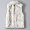 Miniatyrbilde 3 av 5: Ullvest for kvinner Fuskepelsvest Ståkrage Fuskepelskåpe Vestjakke L 2XL