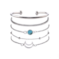 Miniatyrbild 1 av 5: 5 st/set Damarmband Set Multi Shapes Moon Chain Alloy Lady Armband Set för gåva