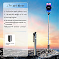 Miniatyrbillede 2 af 5: 1,7M Bluetooth Selfie Stick Anti-Shake Mobiltelefon Gimbal Stabilisator Foldbar Monopod til Mobil Live Broadcast