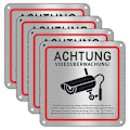 Miniatyrbild 1 av 5: Videoövervakningsskylt, Videoövervakning Privat Egendom, 15 X 15 cm Metall Varningsskylt Videoövervakning 4-pack