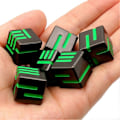 Miniatyrbillede 2 af 5: Metal terninger, 6 stk. tungt, solidt metalterningsæt til Dungeons and Dragons bordspil grøn sort