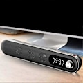 Pikkukuva 2 / 5: Langaton USB Pöytä Bluetooth Kaiutin Soundbar Yövalolla Herätyskello FM Lämpötila PC TV Tietokone Kotiin, Musta