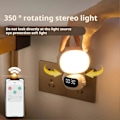Miniatyrbillede 3 af 5: LED Natlampe med Stik og Ur Fjernbetjening Flimmerfri Øjenbeskyttelse 3 Lysfarver Dæmpbar Natlampe