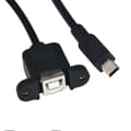 Pikkukuva 4 / 4: USB Type B USB-B Naaras Paneelikiinnityksellä Mini USB Urosadapterikaapeliin
