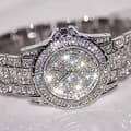 Lyxig damklocka Iced Out-klocka med kvartsurverk Kristall R