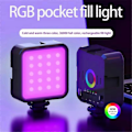 Pikkukuva 2 / 5: Mini RGB Hot Boot Täyttövalo Live-valokuvaukseen LED Kannettava Tunnelma Kauneus Mobiilikamera Tasku Säädettävä