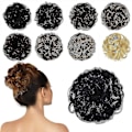 Miniatyrbild 1 av 5: Hårknut Scrunchie Upprullad Hårförlängning Hårband Hästsvansförlängning Natural Black