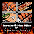 Miniatyrbillede 4 af 5: Tre-Grillgaffel Semi-Automatisk Grillgaffel Husholdningsgrill Grillnål Kebab