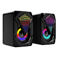 Miniatyrbild 1 av 5: X2 USB Trådbunden Datorhögtalare Multimedia Datorsubwoofer Färgglad Belysningseffekt RGB Skrivbordsspelhögtalare