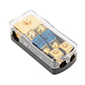 Miniatyrbillede 1 af 5: 60A Strømfordelingsblok 1 ind 2 veje ud Bil Audio Splitter Kobber Jord Sikringsholder