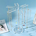 Miniatyrbillede 3 af 5: Roterende Akryl Halskæde Organizer, Klar Halskædeholder Stand, Smykke Organizer Display Træ Bøjle Stativ med 84 Kroge