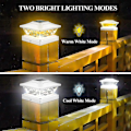 Miniatyrbilde 3 av 4: Solcelle Stolpehatt Lys Utendørs: 8 Pakk Lyse 2 Moduser Led Solcelle Gjerde Dekkslys For 3.5x3.5 4x4 4.5x4.5 5x5 Tre Stolper 8 Pack