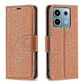 Miniatyrbilde 1 av 5: For Xiaomi Redmi Note 13 Pro 5G Telefondeksel Solid Farge PU Lær Stativ Visningsdeksel Litchi Tekstur Brown