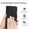 Miniatyrbilde 5 av 5: For Nokia C30 Sommerfugl Blomster Preging Pu Lær Telefon Shell, Fallsikker Mønster Preging Design Lommebok Stativ Veske Med Praktisk Stropp Black