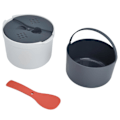 Miniatyrbild 5 av 5: Mikrovågsugns Riskokare 2L Livsmedelsgodkänt PP Material Rissked Lock Sil Ångkokare Riskokare Set Orange