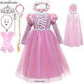 Miniatyrbild 2 av 2: Flickor Rapunzel Prinsessklänning Barn Hösttrassel Fancy Prinsesskostym Barn Födelsedag Karneval Klänningar Party Kläder Cape only cape 6T(130)