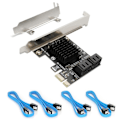 Miniatyrbillede 1 af 5: PCIe SATA-kort, 4 porte med 4 SATA-kabler, SATA-controller udvidelseskort med lavprofilbeslag, Marvell 9215 Non-