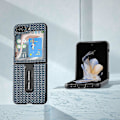 Pikkukuva 2 / 4: Ylellinen Samsung Galaxy Z Flip5 5G -puhelimen suojakuori, jossa jalusta, aitoa lehmännahkaa + PC-puhelinkotelo Blue