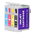 Miniatyrbillede 1 af 5: 4 stk. blækpatroner Sort Cyan Magenta Gul Permanent Chip Genanvendelige Printer Refill Inkjet Patroner T1321 T1332 T1333 T1334