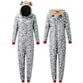 Miniatyrbillede 2 af 5: Jule Familie Sæt Tøj Voksen Børn Hjorte Hætte Romper Jumpsuit Familie Pyjamas Nattøj Julemand Matchende Familie Outfit Man 4XL