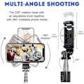 Miniatyrbillede 4 af 5: Selfie Stick Tripod, 4 I 1 Udtrækkelig Selfie Stick Med Bluetooth Fjernudløser 360 Graders Rotation