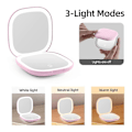 Miniatyrbild 4 av 5: Ficksminkspegel med LED-ljus, 3,5 tum, 10x förstoring, dubbelsidig, uppladdningsbar, pekskärm, rosa