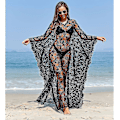 Miniatyrbillede 3 af 4: Strandkjole Boho Blonde Kimono Plus Size Bikini Morgenkåbe Badedragt Til Kvinder Ensfarvet Black