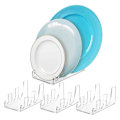Miniatyrbillede 2 af 5: 4 stk. tallerken display stativ akryl klar tallerken stativ porcelæn fade tallerkenholder indstilling tallerken stativer