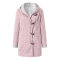 Miniatyrbild 5 av 5: Damkappa i stora storlekar Fleece Hooded Cardigan Casual Långärmad Värmande Ytterkläder För Höst Gray 4XL